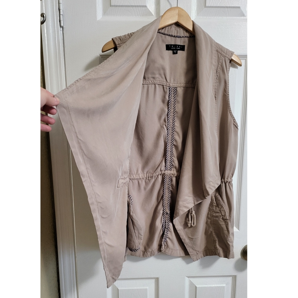 🌿Trixxie Clothing Co. Women's Large Tencel Draped Collar Drawstring Vest Jacket - Picture 8 of 16